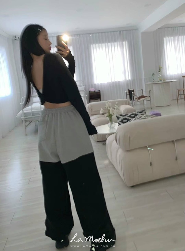 後扭結上衣(白配粉色蝴蝶結/黑配黑色蝴蝶結)
